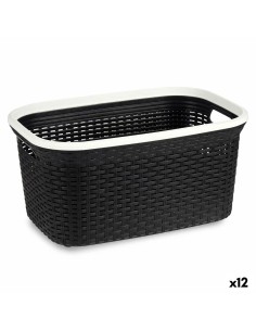 Cesto per i Panni Bianco Nero Plastica 36 L 36 x 25,5 x 53 cm (12 Unità) da Kipit, Ceste per la biancheria - Ref: S3626511, P...