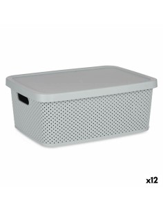 Scatola portaoggetti con coperchio Grigio Plastica 13 L 28 x 15 x 39 cm (12 Unità) da Kipit, Scatole e cassapanche - Ref: S36...