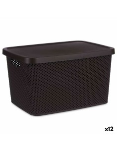 Scatola portaoggetti con coperchio Marrone Plastica 19 L 28 x 22 x 39 cm (12 Unità) da Kipit, Scatole e cassapanche - Ref: S3...