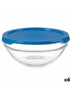 Fiambrera Redonda con Tapa Chefs Azul 595 ml 14 x 6,3 x 14 cm (6 Unidades) de Pasabahce, Almacenamiento de alimentos - Ref: S...