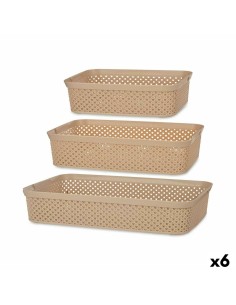 Set di vassoi organizzatori Rettangolare Beige Plastica (6 Unità) da Kipit, Contenitori senza coperchio - Ref: S3626565, Prec...