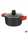 Casserole avec Couvercle en Verre Ø 24 cm Noir Aluminium (6 Unités) | Tienda24 Tienda24.eu