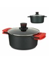 Casserole avec Couvercle en Verre Ø 24 cm Noir Aluminium (6 Unités) | Tienda24 Tienda24.eu