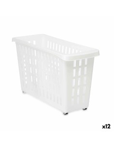 Cestino Multiuso Con ruote Bianco Plastica 17,5 x 26 x 46 cm (12 Unità) da Kipit, Contenitori senza coperchio - Ref: S3626628...