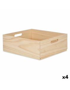 Set of Stackable Organising Boxes Caison Wood Natural 3 Pieces 18,5 x 18,5 x 10 cm | Tienda24 Tienda24.eu