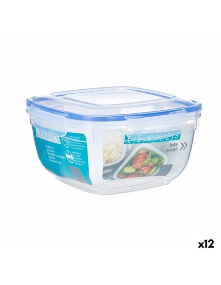 Porta pranzo Ermetico Quadrato Trasparente Plastica 2,4 L 20 x 11 x 20 cm (12 Unità) da Leknes, Conservazione di alimenti - R...