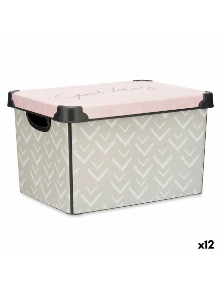 Caja de Almacenaje con Tapa Vibes Flechas 22 L Rosa Plástico 30 x 23,5 x 40 cm (12 Unidades) | Tienda24 Tienda24.eu