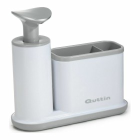 2-in-1 Soap Dispenser for the Kitchen Sink Quttin Grey White Plastic (21,5 x 8 x 20 cm) by Quttin, Stands and dispensers - Re...