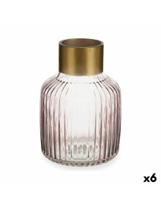 Vaso Righe Rosa Dorato Vetro 14,5 x 22 x 14,5 cm (6 Unità) da Gift Decor, Vasi - Ref: S3626788, Precio: 62,10 €, Descuento: %