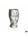 Vase 3D Visage Argenté Polyrésine 12 x 24,5 x 16 cm (4 Unités) | Tienda24 Tienda24.eu