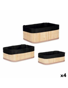 Organizzatori Set Nero Naturale Bambù 31 x 12 x 21 cm (4 Unità) da Berilo, Organizer per cosmetici - Ref: S3626898, Precio: 4...