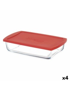 Lancheira Borcam Vermelho Transparente Vidro de Borosilicato 1,3 L (4 Unidades) de Pasabahce, Armazenamento de alimentos - Re...