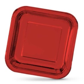 Service de vaisselle Algon Carré Carton Produits à usage unique 23 x 23 x 1,5 cm Rouge 10 Unités de Algon, Platines - Réf : S...