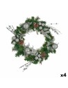 Couronne de Noël Vert Argenté 60 x 13 x 60 cm (4 Unités) | Tienda24 Tienda24.eu