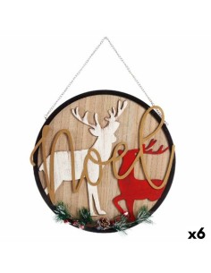 Decorazione pensile Insegna Renna di Natale Naturale Legno MDF 29 x 1 x 29 cm (6 Unità) da Krist+, Natale - Ref: S3627024, Pr...