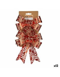 Fiocco Decorazione Natalizia Stampa Rosso Dorato PVC 15 x 4 x 16 cm (12 Unità) da Krist+, Natale - Ref: S3627033, Precio: €20...