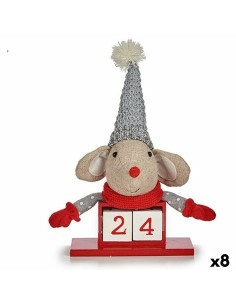 Statua Decorativa Mouse Calendario Rosso Grigio Legno 20 x 11 x 20 cm (8 Unità) da Krist+, Natale - Ref: S3627094, Precio: €5...