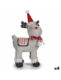 Figurine Décorative renne de noël Rouge Gris 21 x 36 x 36 cm (4 Unités) | Tienda24 Tienda24.eu