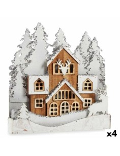 Statua Decorativa Luce Paese Bianco Marrone Legno 44 x 43 x 6 cm (4 Unità) da Krist+, Natale - Ref: S3627248, Precio: €98.19,...