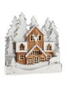 Decorative Figure Light Town White Brown Wood 44 x 43 x 6 cm (4 Units) | Tienda24 Tienda24.eu