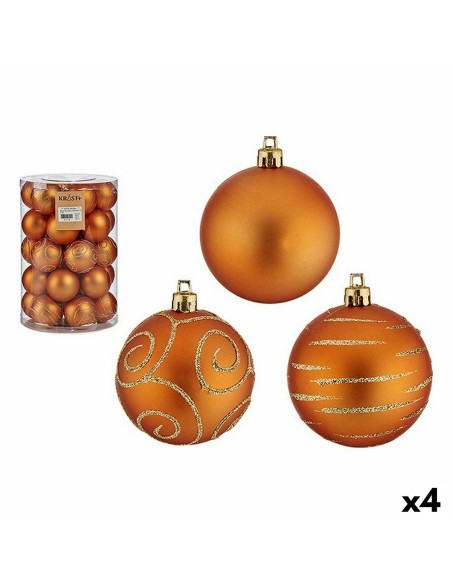 Lot de boules de Noël Orange PVC 6 cm (4 Unités) | Tienda24 Tienda24.eu