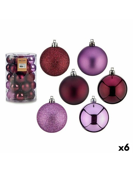 Lot de boules de Noël Violet Plastique 6 x 7 x 6 cm (6 Unités) | Tienda24 Tienda24.eu