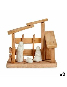 Presepe di Natale Bianco Naturale Legno Ceramica 18 x 17 x 8 cm (2 Unità) da Krist+, Natale - Ref: S3627450, Precio: 18,78 €,...