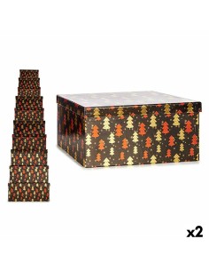 Set di Scatole Decorative Albero di Natale Nero Rosso Dorato Cartone (2 Unità) da Krist+, Natale - Ref: S3627508, Precio: 58,...