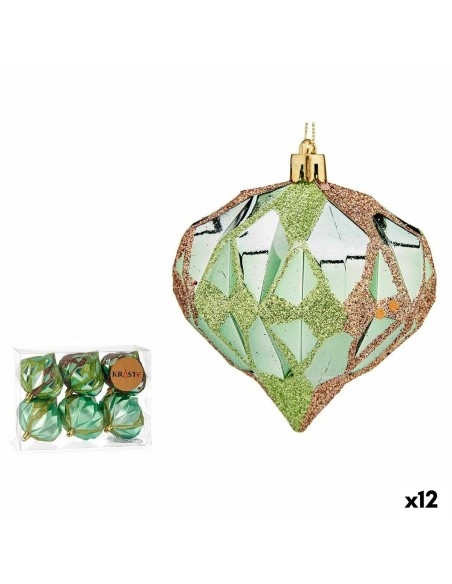 Weihnachtskugeln-Set Diamant grün Kunststoff 8 x 9 x 8 cm (12 Stück) | Tienda24 Tienda24.eu