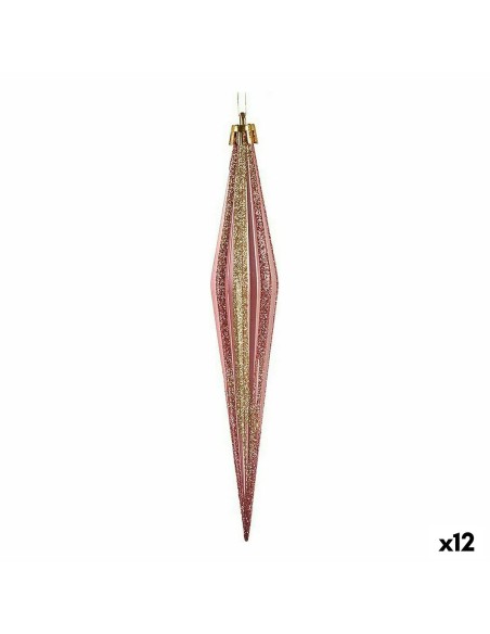 Christmas Decorations Set Streched Pink Golden PVC 3 x 3 x 18,5 cm (12 Units) | Tienda24 Tienda24.eu