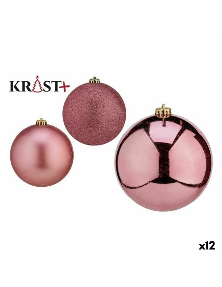 Set de Bolas de Navidad Rosa PVC 10 cm (12 Unidades) | Tienda24 Tienda24.eu