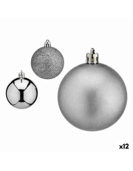 Set di palline di Natale Argentato Plastica Ø 6 cm (12 Unità) da Krist+, Natale - Ref: S3627642, Precio: 18,89 €, Descuento: %