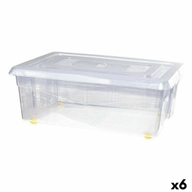 Caixa de Armazenamento com Rodas Com tampa Transparente 32 L (6 Unidades) de BigBuy Home, Caixas e baús de arrumação - Ref: S...