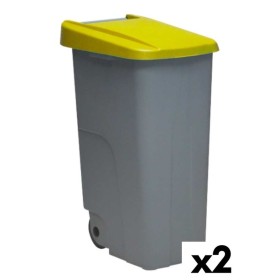 Poubelle à Roulettes Denox 85 L Jaune 58 x 41 x 76 cm de Denox, Bacs à ordures extérieurs - Réf : S2226339, Prix : 66,20 €, R...