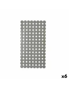 Tapete Antiderrapante para Duche Quadros Cinzento PVC 50,3 x 50,3 x 0,7 cm (6 Unidades) | Tienda24 Tienda24.eu