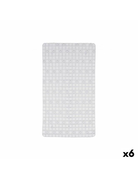 Tapis de Douche Antidérapant Carreaux Transparent PVC 67,7 x 38,5 x 0,7 cm (6 Unités) | Tienda24 Tienda24.eu