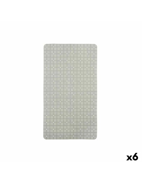 Tapis de Douche Antidérapant Carreaux Gris PVC 67,7 x 38,5 x 0,7 cm (6 Unités) | Tienda24 Tienda24.eu