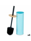 Brosse de salle de wc Bleu Métal Bambou Plastique 9,5 X 27 X 9,5 cm (6 Unités) | Tienda24 Tienda24.eu