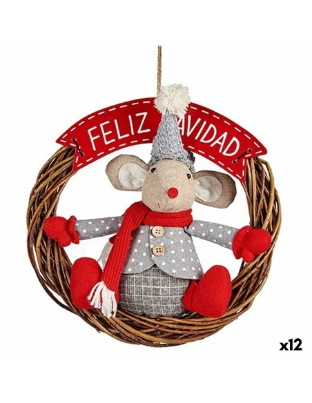 Décorations de Noël Pendentif Souris Rouge Gris 33 x 12 x 33 cm (12 Unités) | Tienda24 Tienda24.eu