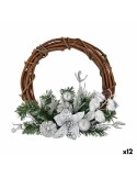 Couronne de Noël Marron Vert Argenté Bois Plastique 33 x 9 x 35 cm (12 Unités) | Tienda24 Tienda24.eu