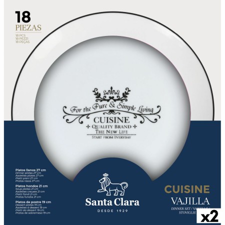 Tableware Santa Clara Cuisine 18 Pieces Porcelain Circular (2 Units) by Santa Clara, Combination Sets - Ref: S2226981, Price:...