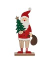 Figura Decorativa Pai Natal Branco Castanho Vermelho Verde Madeira 5 x 30 x 15 cm (12 Unidades) | Tienda24 Tienda24.eu