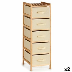 Chest of drawers Cream Wood Textile 34 x 103 x 36 