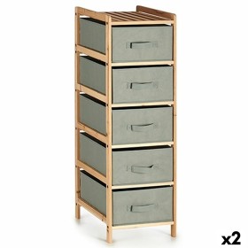 Chest of drawers Grey Wood Textile 34 x 103 x 36 c