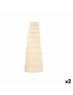 Jeu de Caisses de Rangement Empilables DKD Home Decor Vert Jaune Multicouleur Carton (37,5 x 37,5 x 18 cm) | Tienda24 Tienda24.eu