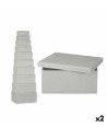 Jeu de Caisses de Rangement Empilables Gris foncé Carton (2 Unités) | Tienda24 Tienda24.eu