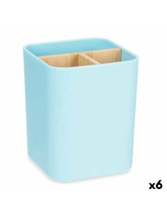 Portaspazzolini da Denti Azzurro Bambù polipropilene 9 x 11 x 9 cm (6 Unità) da Berilo, Supporti e distributori - Ref: S36291...