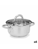 Casserole avec Couvercle en Verre Argenté Acier inoxydable 27 x 10 x 19,5 cm (6 Unités) | Tienda24 Tienda24.eu