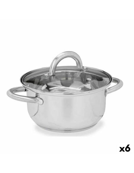 Casserole avec Couvercle en Verre Argenté Acier inoxydable 27 x 10 x 19,5 cm (6 Unités) | Tienda24 Tienda24.eu