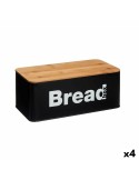 Breadbasket Black Natural Metal Bamboo 33 x 13,3 x 18 cm (4 Units) | Tienda24 Tienda24.eu